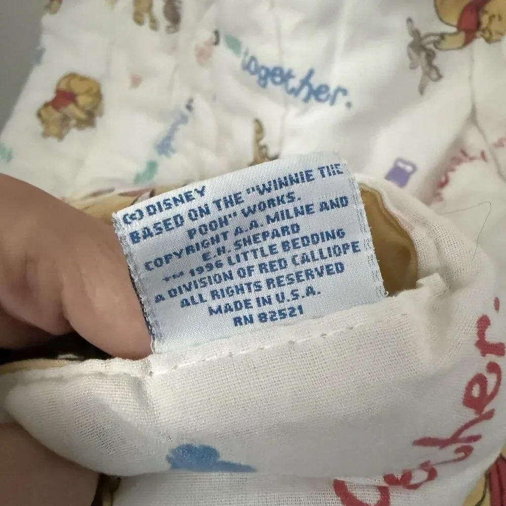 Vintage Winnie the Pooh Piglet Crib Comforter Quilt 32x42 Colorful 1996 Flawed